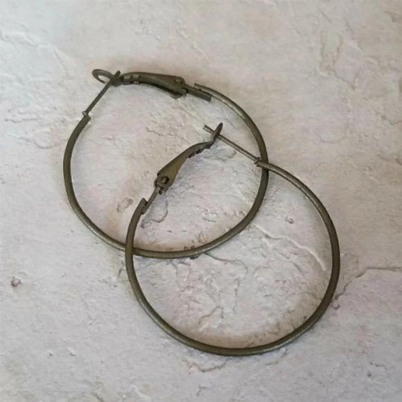 Bronze Steampunk Minimalist Hoop Earrings - Picture 1 of 3